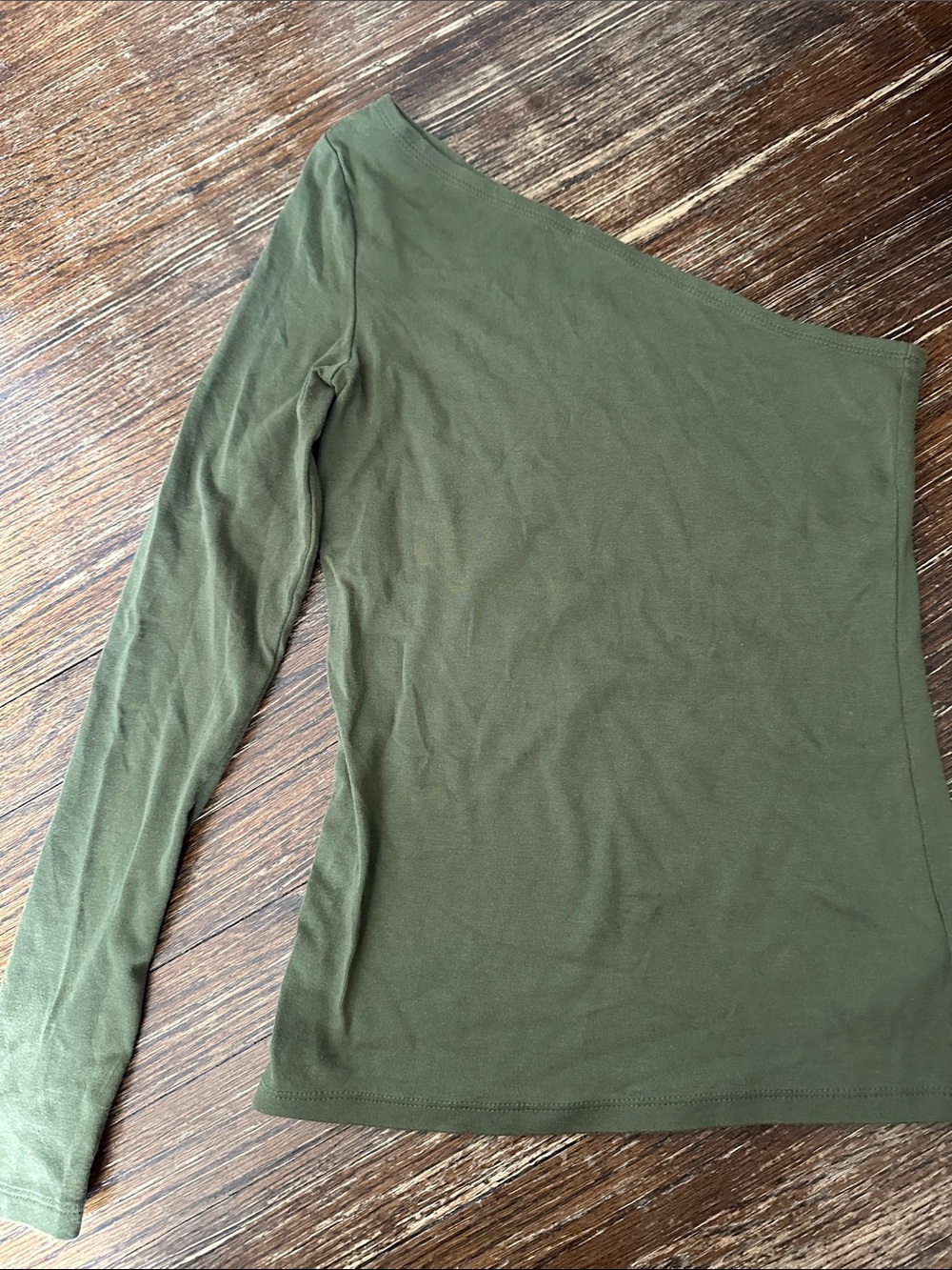 GAP Olive Green One-Shoulder Long Sleeve Tee